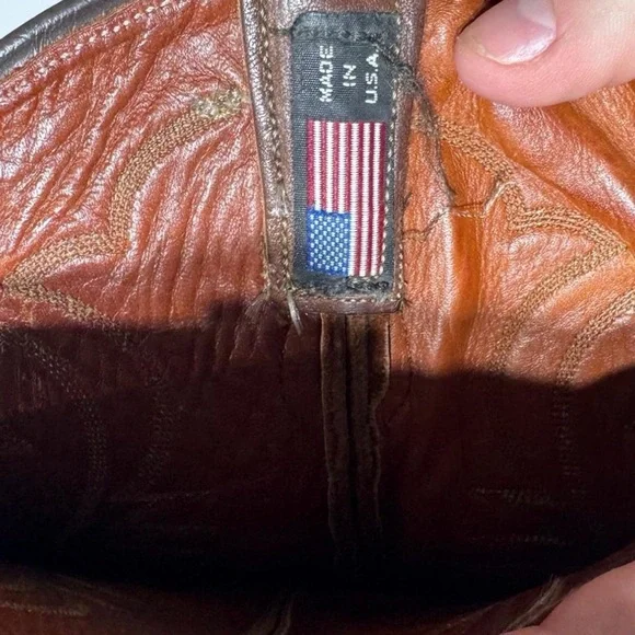 VIBRAM Pointed toe Cowgirl Cowboy Boots Leather Made In USA SZ 10.5 - Picture 7 of 8